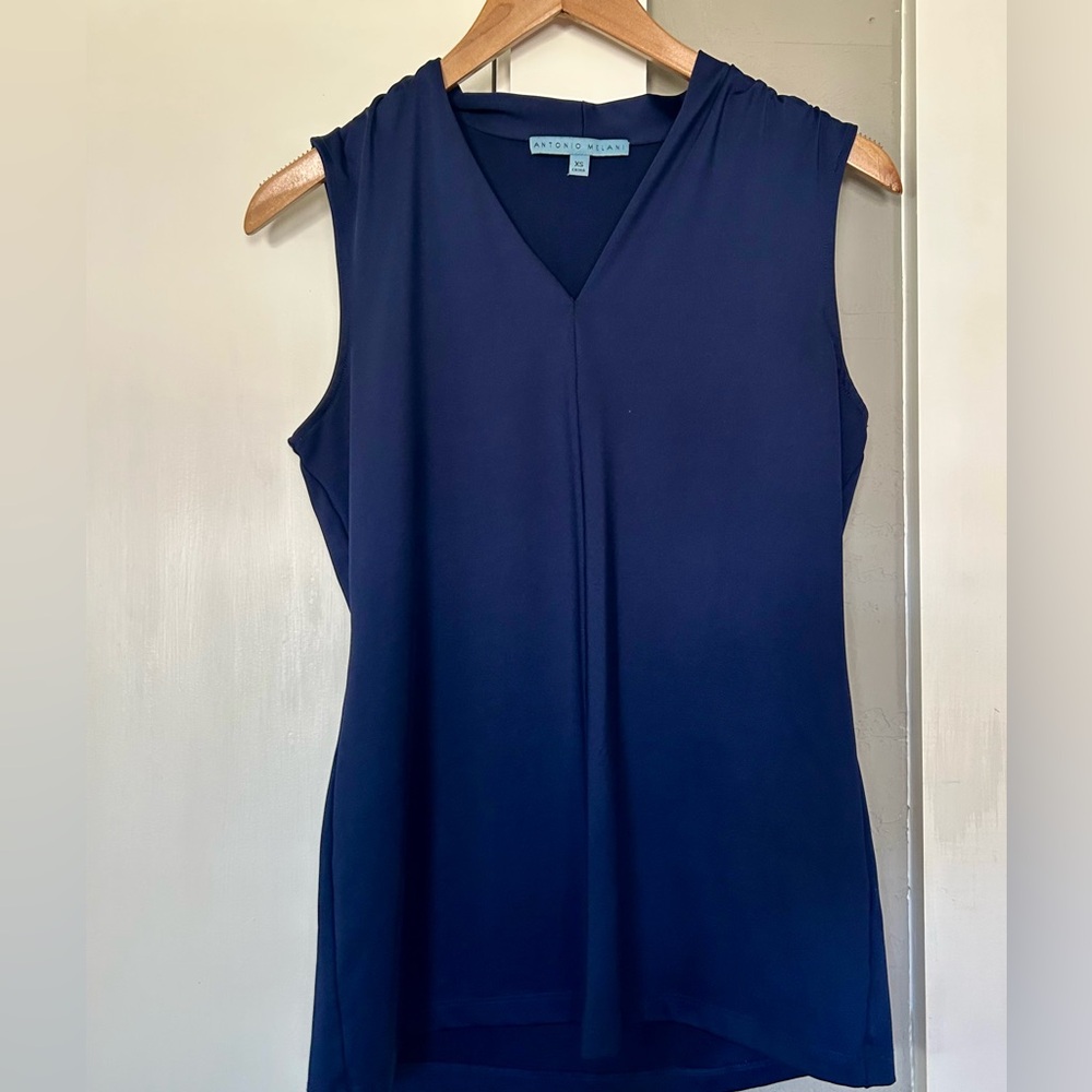 ANTONIO MELANI Deep Blue V-Neck Tank Top- Sz XS - Picture 2 of 5
